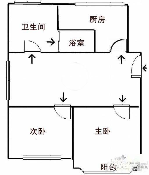 学府雅苑2室2厅1卫户型图