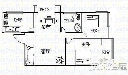 民生家园3室2厅2卫户型图