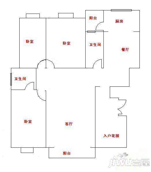 民生家园3室2厅2卫户型图