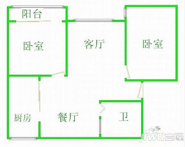 水墨庭院2室2厅1卫户型图