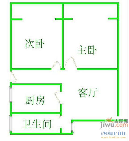 绿萝路小区2室1厅1卫户型图