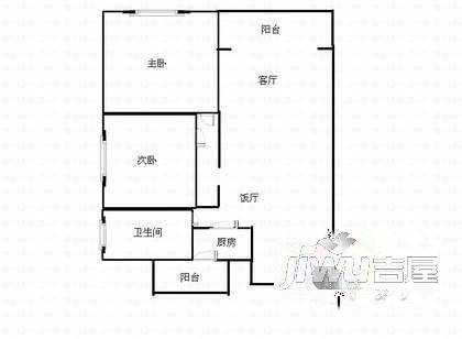 五中旁2室2厅1卫户型图