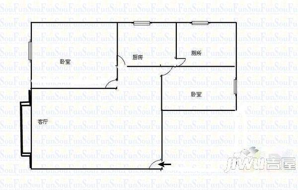 纵横花园2室1厅1卫户型图