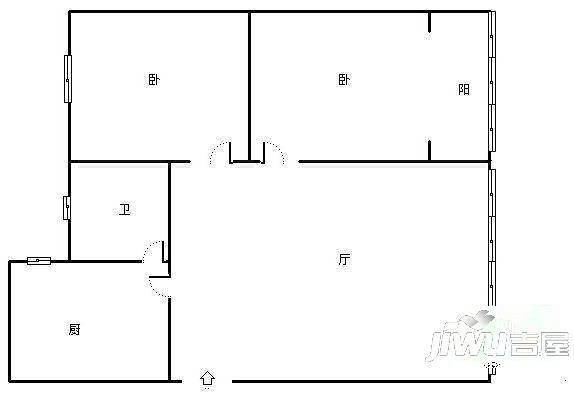 民生桂馨苑2室1厅1卫户型图