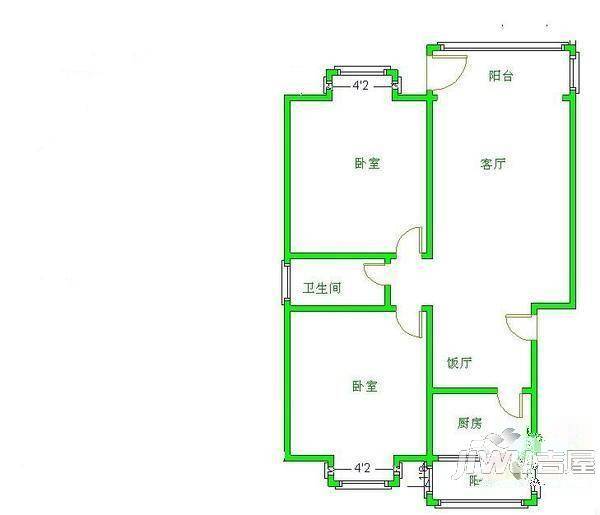 和谐小区3室2厅1卫户型图