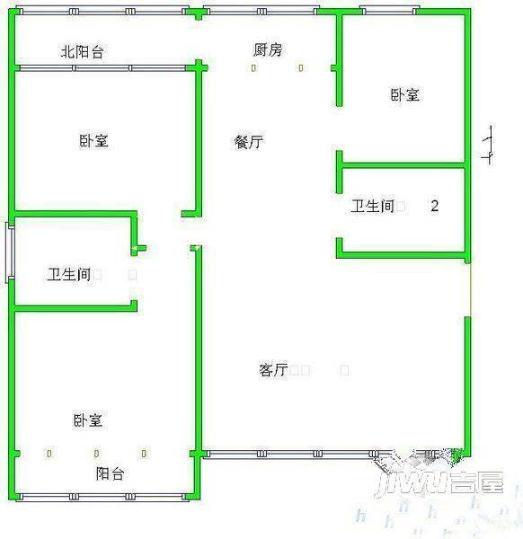 和谐小区3室2厅1卫户型图