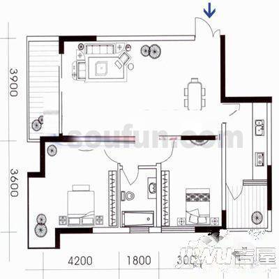 黄龙小区2室2厅1卫户型图