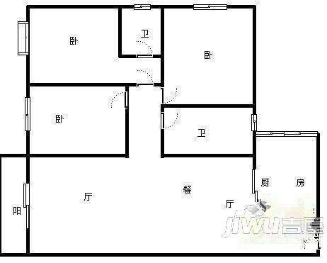 汇金花园2室1厅1卫户型图