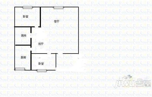 汇金花园2室1厅1卫户型图