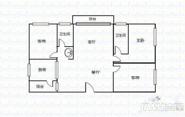 长青苑2室2厅1卫户型图