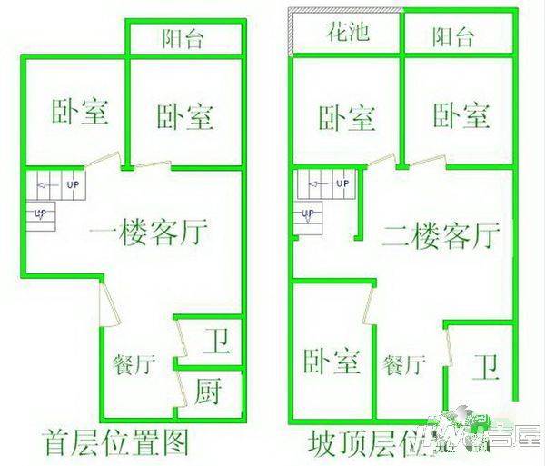 飞鹤花园2室1厅1卫户型图