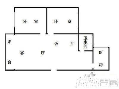 香格里拉二期2室2厅1卫91.2㎡户型图