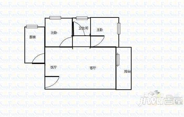 美岸长堤2室1厅1卫户型图