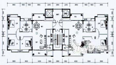 港湾名居3室2厅2卫户型图