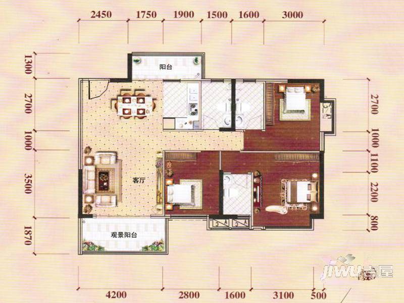 景峰家园普通住宅92㎡户型图