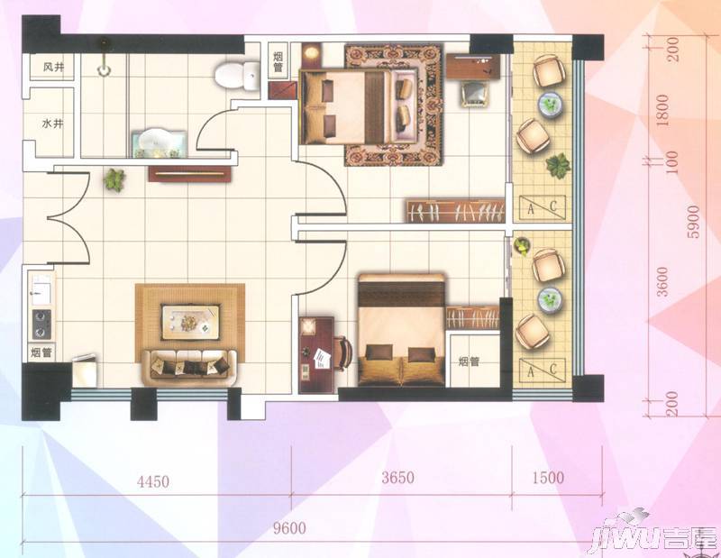 星光7号0室1厅1卫45㎡户型图