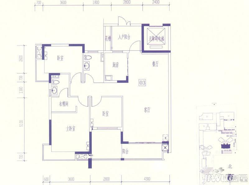 丽雅嘉园3室2厅2卫120.5㎡户型图