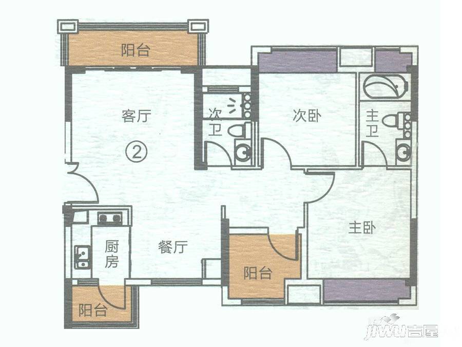 龙光·君悦龙庭3室2厅2卫115㎡户型图