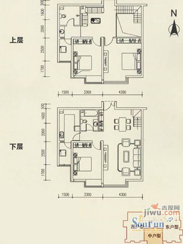 南湖花园二期4室2厅2卫176.8㎡户型图