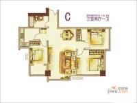 屹立温泉花园3室2厅2卫115.4㎡户型图