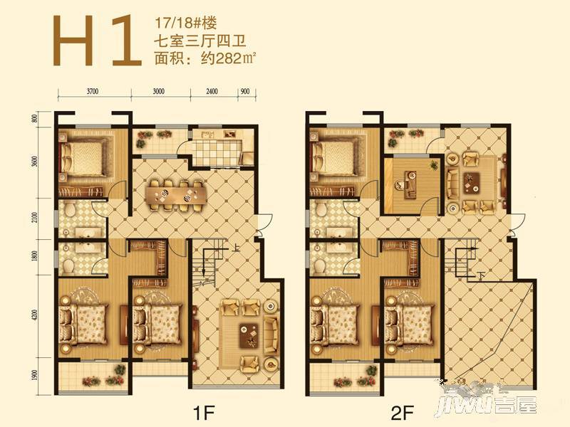 名城首府7室3厅4卫282㎡户型图