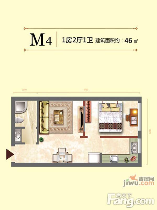 中央·名都2室2厅1卫83㎡户型图