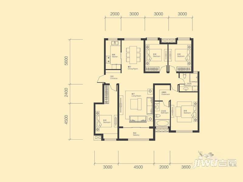 滏阳SOHO4室2厅3卫157.2㎡户型图