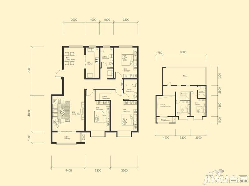 滏阳SOHO3室2厅1卫112.2㎡户型图