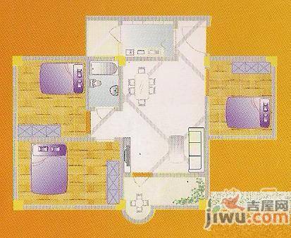 宏海新城3室2厅1卫100㎡户型图
