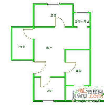 翠怡苑2室1厅1卫户型图