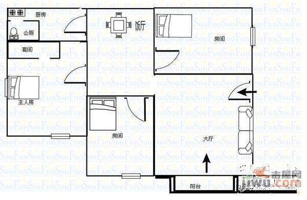 江华里2室1厅1卫户型图