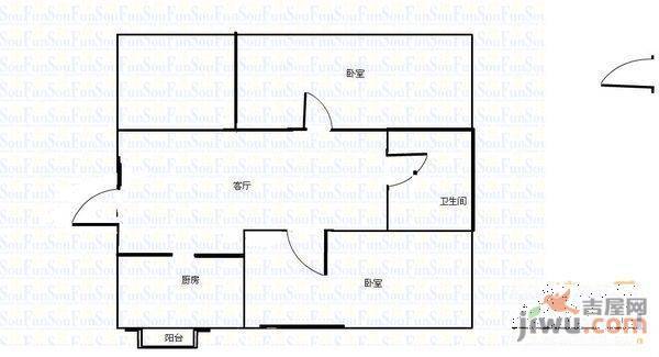 江华里2室1厅1卫户型图