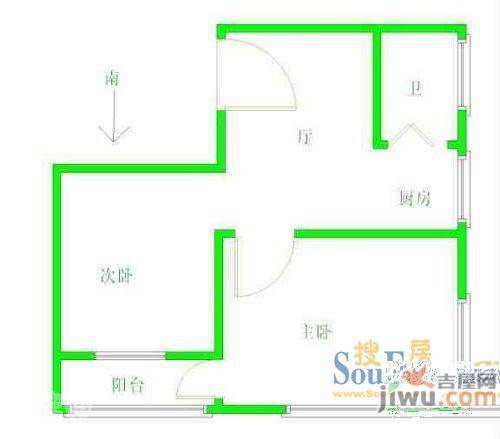 江华里2室1厅1卫户型图