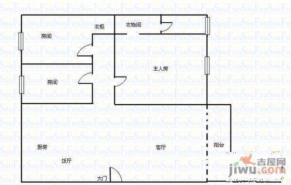 银泉花园3室2厅1卫户型图