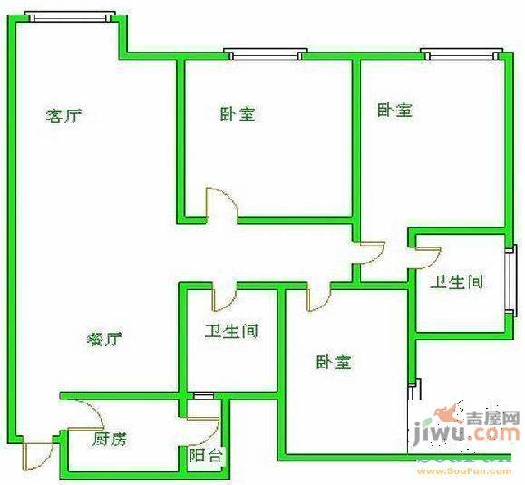 迎宾小苑2室2厅1卫户型图