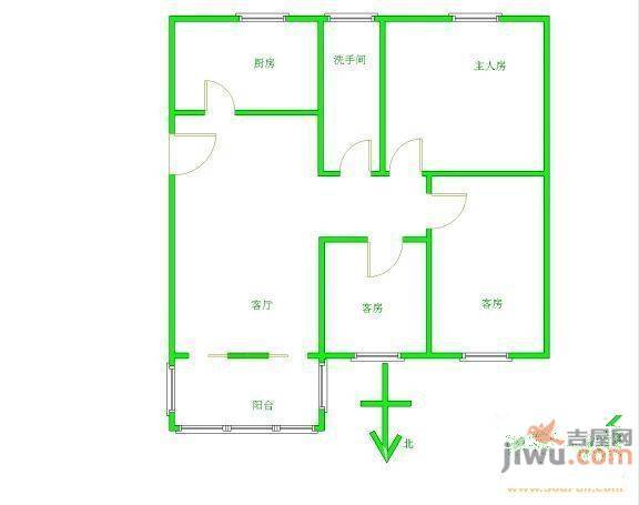 迎宾小苑2室2厅1卫户型图