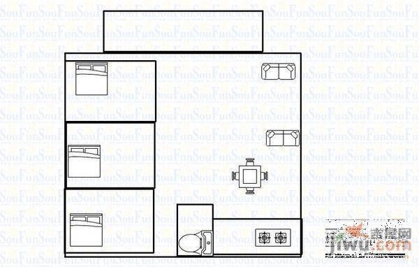 晓港苑2室1厅1卫户型图