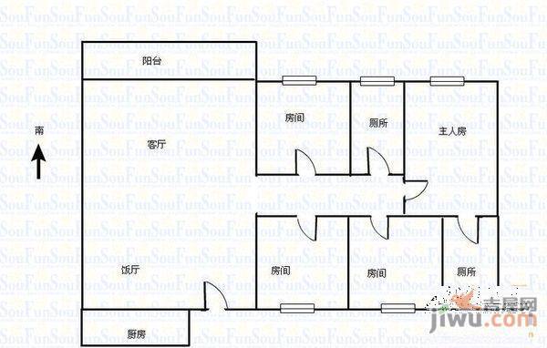 晓港苑2室1厅1卫户型图