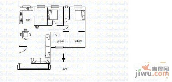 振兴三路小区3室2厅2卫户型图