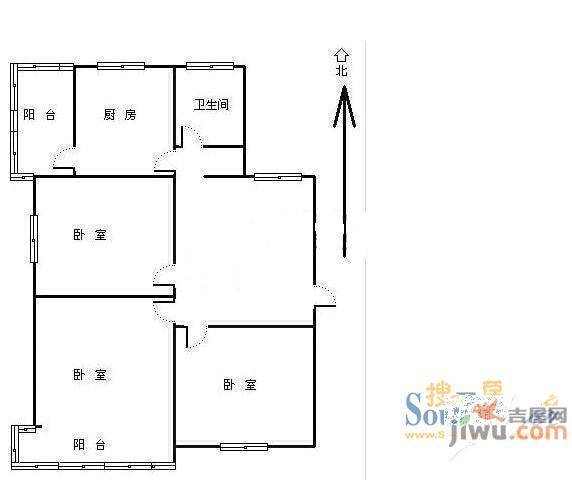 文锦苑3室2厅1卫户型图