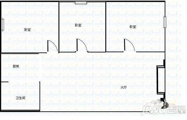 天市花园3室2厅1卫户型图