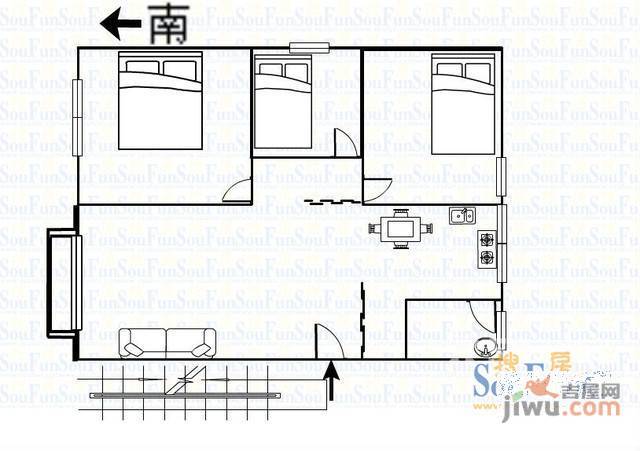 亨美里3室2厅1卫户型图