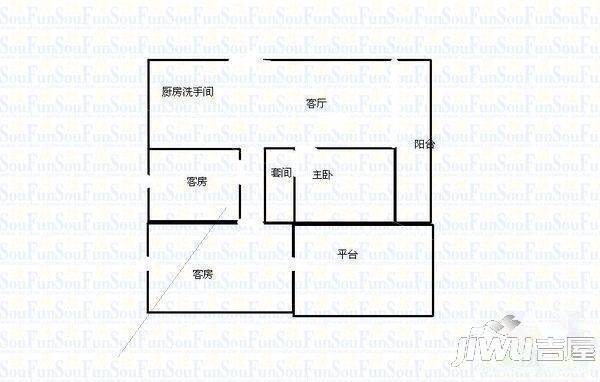 金港小苑3室2厅1卫户型图