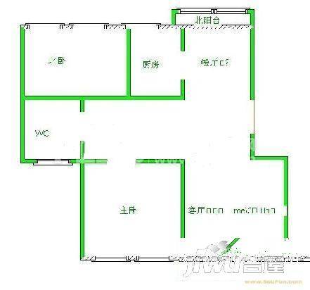 古巷里2室2厅1卫户型图