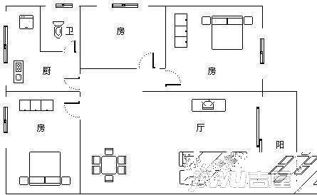 高新小区3室2厅2卫户型图