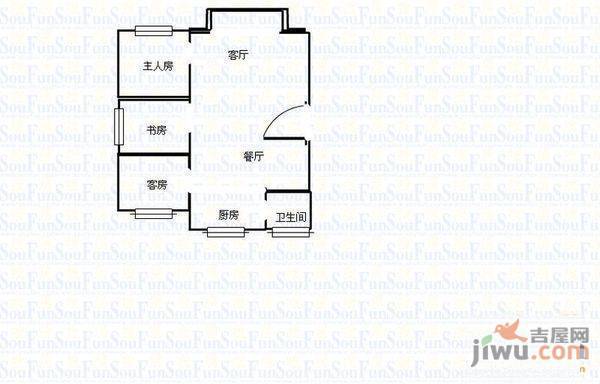 聚德花园2室1厅1卫户型图