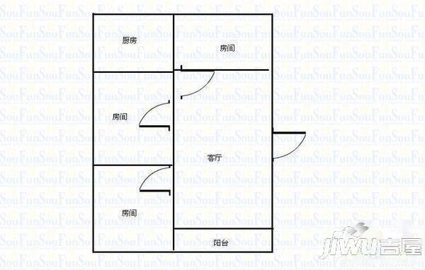 建馨阁2室1厅1卫户型图