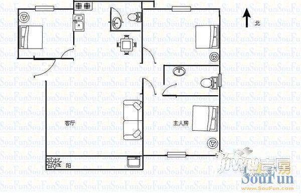 怡丰苑2室2厅2卫户型图