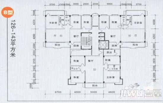 新河花园3室2厅2卫户型图