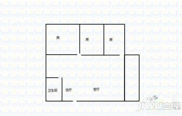 新河花园3室2厅2卫户型图